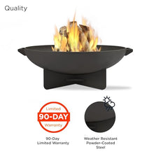 Real Flame Anson 36” Round Patio Wood Burning Outdoor Fire Pit, Heavy-Gauge Steel Fire Pit for Backyard, Porch, Deck, Camping. Includes Spark Screen, Poker, Log Grate and Storage Cover.
