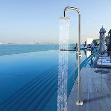 HUXUZYDY Freestanding Outdoor Shower Set, Stainless Steel with Silicone Anti-Blocking Nozzle, Ideal for Backyard and Garden Use,