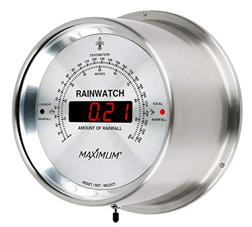 MaXimum Rainwatch Digital Rain Gauge - Nickel Case, Silver Dial