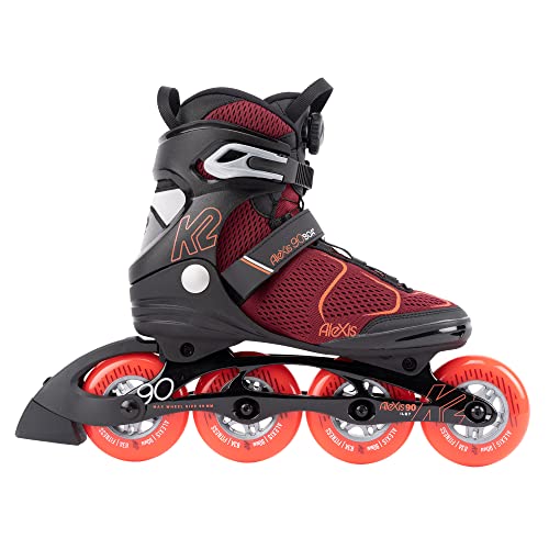 K2 Alexis 90 BOA Women's Inline Skates Burgundy/Orange 4.0