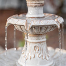 XBrand 47" H 3-Tier Freestanding Outdoor Ceramic Water Fountain with Leaf Details for Patio, Yard and Garden Decor, Beige with Pump for Outdoor Spaces