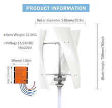 BLBDBFY Vertical Axis Wind Turbine Generator Kit 20000W with Electromagnetism Controller, 3 Blades Wind Turbine Power Generation, Permanent Magnet Generator for Mobile House Cabin(White,48V)