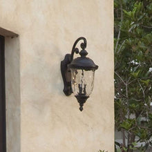Maxim Lighting Carriage House 3-Light Outdoor Wall Lantern | Oriental Bronze Finish | Water Glass Shade | Early American Outdoor Wall Lantern for Front Doors and Entryways | 40498WGOB
