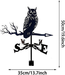 Weather Vane Owl Shape Roof Mount Weathervane Wind Direction Indicator Weathercock Wind Vane Measuring Tools Stainless Steel with Mounting Bracket
