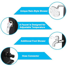 Vdniduir Solar Outdoor Shower, W/Shower Head/Foot Washer Tap, 38L Standing Poolside Garden Shower,for Backyard, Patio (Silver)