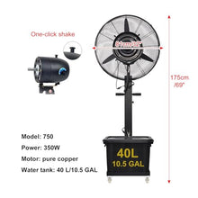 JDXQBLD Industrial Misting Fan with 40L Water Tank, 90° Oscillation Outdoor Fan for Patio, Garage, Gym & Workshop - High Power 750/350W Cooling Solution，750/350W