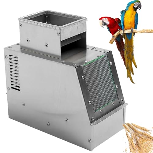 XURUIUS Electric Bird Feed Blown Shell Splitter,Grain Cleaning Winnower Machine,Adjustable Speed,Stainless Steel,for Millet