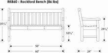 POLYWOOD Rockford 60 Inch Green Outdoor Bench - Heavy Duty HDPE Plastic Garden Bench for Patio, Deck, Dock - Commercial Grade Memorial Seating