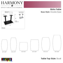 4 Person Harmony Series Standing Height Small Boat-Shaped Bistro Table with Matte Black Double Metal Base | Modern for Offices, Breakroom | Scratch-Resistant | Natural Eucalyptus - 45"d X 60"w X 43"h