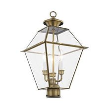 Livex Lighting 2384-01 Westover 3-Light Outdoor Post Lantern, Antique Brass
