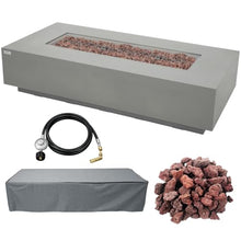 AMS 72" Rectangular Cast Concrete Propane Gas Fire Pit Table (Light Gray)
