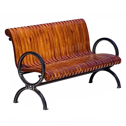 Park Patio Seat Outdoor Bench with Armrests, Luxury Park Chair with Streamlined Seats and Backrest, Solid Black Cast Aluminum Legs for Garden Patio