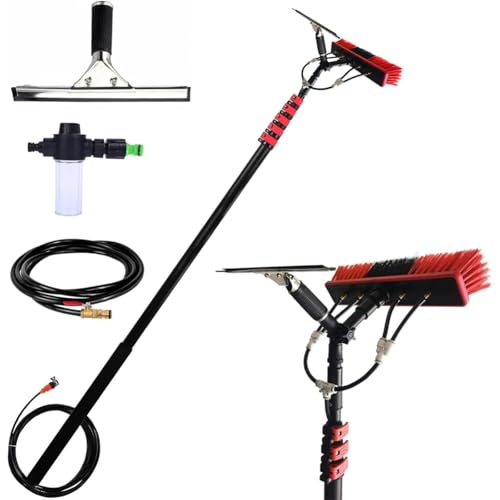 6M Telescopic Rod Window Cleaning Brush with Window Wiper Solar System Patio Roof Winter Garden Cleaning Set PV System Cleaning 35CM Brush