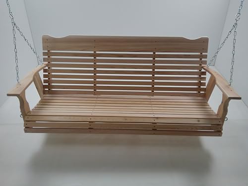 5' Natural Cedar Porch Swing, Amish Crafted, Includes Chain & Springs