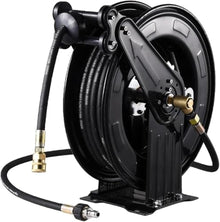 Retractable Air Hose Reel, Hose Reel for Pressure Washer, with Double Arm Hose Reel, 180° Swivel Ceiling/Wall Mount, Pressure Washer Drum, for Water/Air/Oil (65FT)