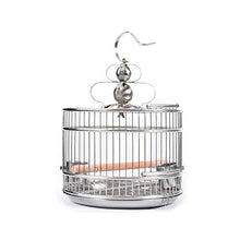 Solid Silver Stainless Steel Birdcage Hanging Birdhouses with Stand Bar Garden Decor Small Animals Cage (32cm)