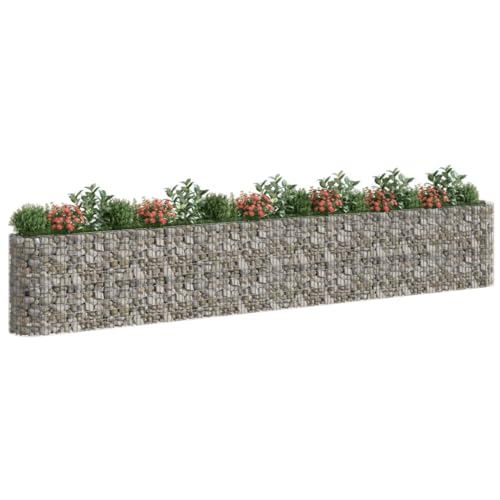 Gabion Raised Bed Galvanized Iron 240.2"x19.7"x39.4" for Outdoor Plants - White, Black, Other