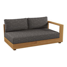 Santorini Outdoor Grey Olefin Fabric & Natural Teak Sectional Sofa
