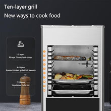GESAIDES Electric Steak Grill, Portable Broiler, 800℃ Stainless Steel Barbecue Grill with 10-Tier Adjustable Rack, Steak Cooker Machine for BBQ, Toast, Grill