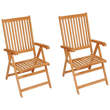 ZQQLVOO Outdoor Patio Sling Chairs 2 pcs with Anthracite Cushions Solid Teak Wood, Outdoor Reclining Camping Chairs with Soft Cotton-Padded Seat Adjustable High Backrest Portable Chairs