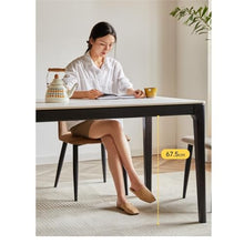 Coffee Table Solid Wood Dining Table, Light Luxury Rock Board, Simple Oak Black Long, Modern Restaurant Home