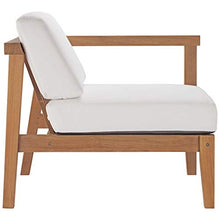 Modway Bayport Outdoor Patio Teak Wood Right-Arm Chair in Natural White