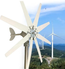 Wind Power Generator 12V 24V 48V 110V 220V Wind Turbine With 8 Blades And MPPT Controller Horizontal Wind Generator Solar Wind Power Kit for Terrace, Marine, Motor Home,Boat(12V)