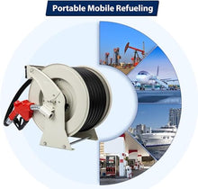 Fuel Hose Reel 1" x 50', Retractable Diesel Hose with Fueling Nozzle