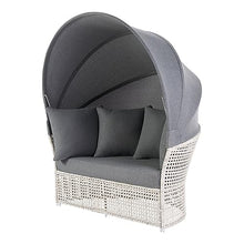 2-Piece Wicker Outdoor Daybed with Retractable Canopy, Dark Gray