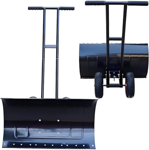 Eoweiot Snow Removal Shovel - 36" Wide Blade ＆ 10" Anti-Skid Tiressnow Pusher with Wheels,Adjustable T-Handle - for Sidewalks, Entryways