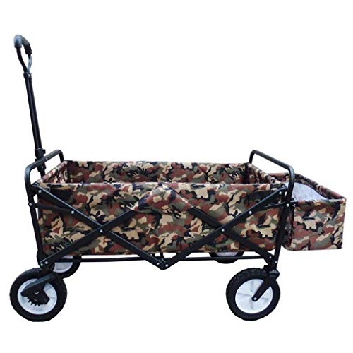 Garden Carts Garden Cart Heavy Duty Foldable Pull Wagon Beach Wagon 4-Wheel Folding Trolley - Portable Garden and DIY Cart