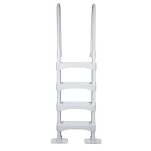 4 Step Ladder for 60 Inch Pool Walls w/Swimming Pool Ladder Mat, White