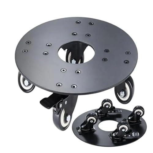 bogniga 2pcs Heavy Duty Flower Pot Rack Universal Flower Pot Wheels Round Metal Tray Plant Movable Rolling Potted Plant Stand with Rollers(16in)