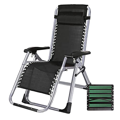 JIOLLGBBM Black Folding Zero Gravity Lounge Chair Recliner Textilene Fabric Comfortable and Breathable for Patio Garden Beach Pool Support 150kg