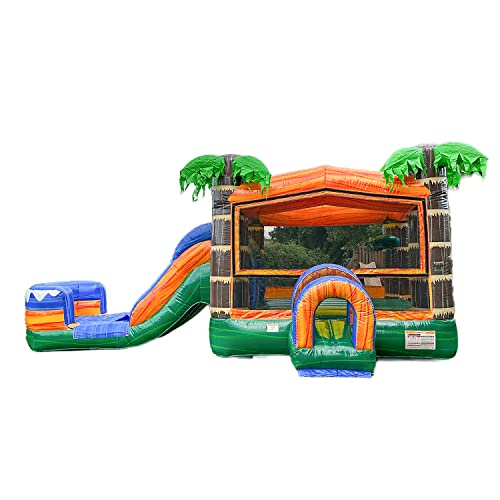 XJUMP Tropical Bounce House Water Slide Orange