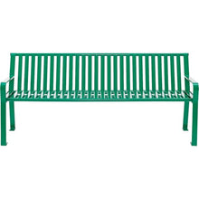 Global Industrial 4 ft. Outdoor Park Bench with Back, Vertical Steel Slats