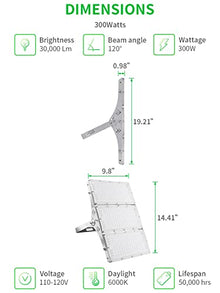 Viugreum 300W Flood Lights Outdoor, 24000LM Super Bright LED Work Light, 6000K Daylight White LED Flood Light Outdoor, IP65 Waterproof Security Lights for Garage, Yard, Lawn, Garden, Stadium - 15 Pack