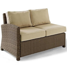 Afuera Living Modern Wicker Left Arm Patio Loveseat, 53" W x 32" D x 32.5" H, Steel Frame with Brown and Sand UV-Resistant Cushions, Weather-Resistant Outdoor Seating for Backyard or Patio Use