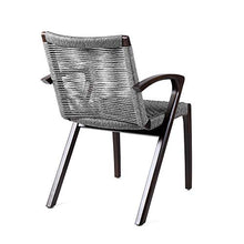 Armen Living Brielle Outdoor Dark Eucalyptus Wood and Grey Rope Dining Chairs - Set of 2