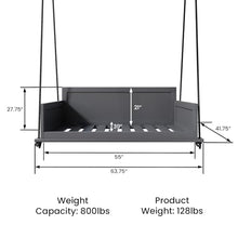 Amish Casual The Philly Amish Crafted Porch Swing Bed with Modern Backrest, Made in The USA from Kiln Dried Pine (Gray Paint, 5 Foot)