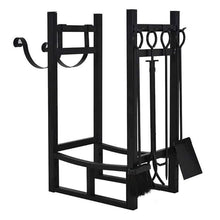 Heavy Duty Firewood Rack with Kindling Holder, Metal Log Storage Stand for Fireplace, Patio, Deck, Wood Stove, Easy Assembly