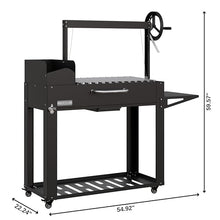 KoolMore 54 in. Charcoal BBQ Grill, Santa Maria Argentine Outdoor Grill with Interchangeable V Grates, Large Barbecue Grill for Outdoor Cooking, Black