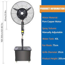 KUYBTU 3 Speeds Misting Fan Waterproof Spray Cooling Fan Industrial Fan Outdoor Patio Backyards Water Tank Electric Fans, 90° Oscillation-81cm/31.9in