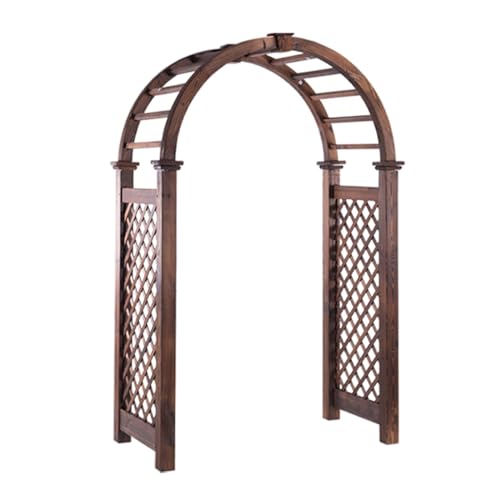 OREKPOT Garden Arch Trellis, Wooden Garden Arbor, Rose Wedding Archway, Outdoor Trellises Pergola for Patio Lawn Bridal Party Ceremony Decoration，Carbonized Color