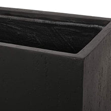Vanessa Outdoor Modern Large Cast Stone Rectangular Planters (Set of 2), Black