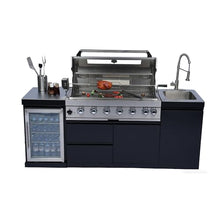 82" 6-Burner Outdoor Kitchen Island Modular BBQ Grill Black&Sivler LPG