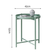 Small Round Coffee Table Outdoor Balcony Bedside Table Living Room Bedroom Furniture (Color : Green, Size : 52 * 42cm) (Green 52 * 42cm)