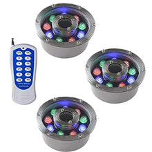 3 Pieces Waterproof Underwater Light - Submersible LED Pool Lights - LED Ring Fountain Lamp - RGB Color Change Water Feature Lamp W/RF Remote Control - IP68 Waterproof Middle Hole Pond Lighting ( Colo