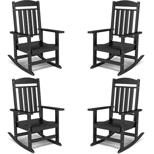 FOOWIN Outdoor Rocking Chair Set of 4, Oversized Rocking Chair Outdoor