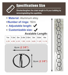 XHsghSEG rain Chain, Aluminum Alloy for Rain Gutter Downspout Garden Decor Multiple Sizes 1-4m(Style a,3 m (9.8ft))